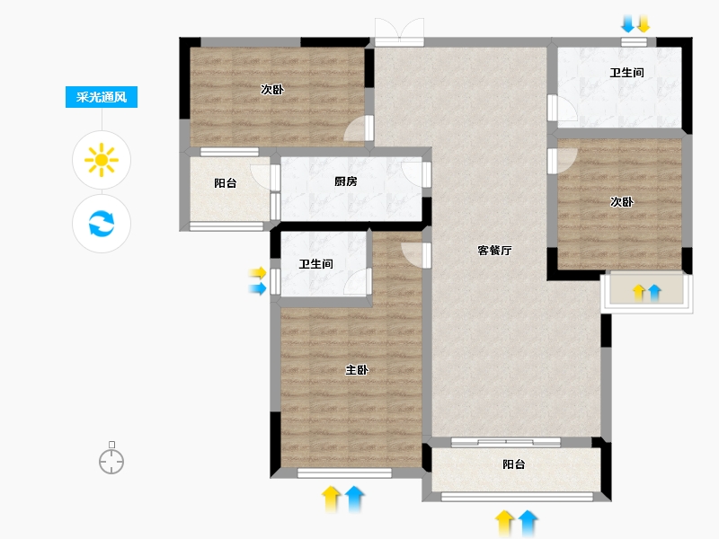 湖南省-湘潭市-东方名苑二期-102.99-户型库-采光通风