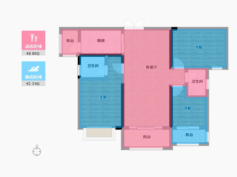 湖南省-湘潭市-东方名苑二期-80.20-户型库-动静分区