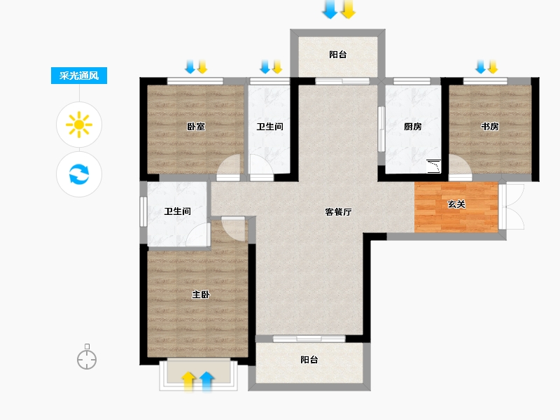 湖南省-长沙市-永宏万家里-91.84-户型库-采光通风