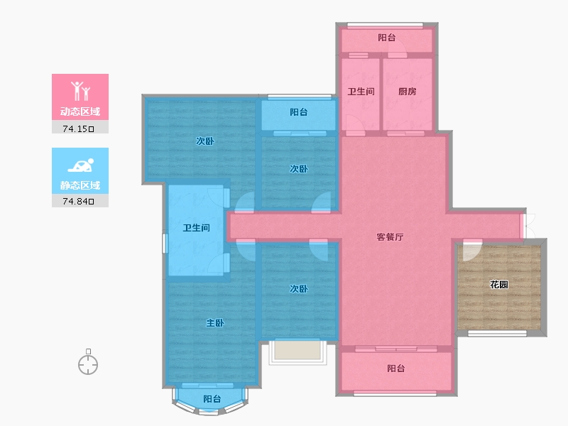 湖南省-湘潭市-东方名苑二期-144.53-户型库-动静分区