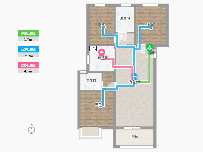 湖北省-武汉市-北辰金地漾时代-71.62-户型库-动静线