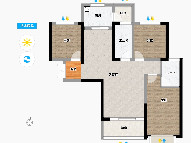 湖南省-长沙市-永宏万家里-81.64-户型库-采光通风