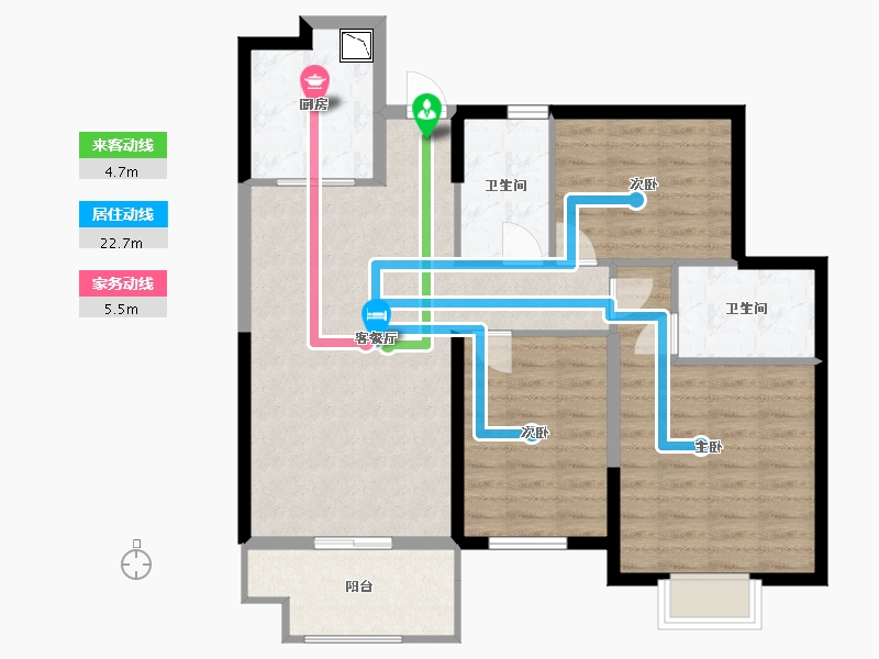 湖南省-长沙市-长沙恒大清澜苑-91.00-户型库-动静线