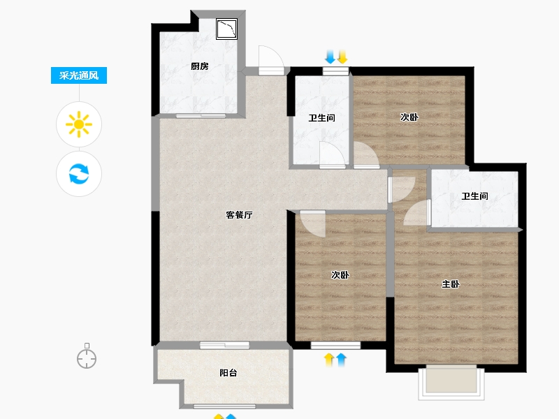 湖南省-长沙市-长沙恒大清澜苑-91.00-户型库-采光通风