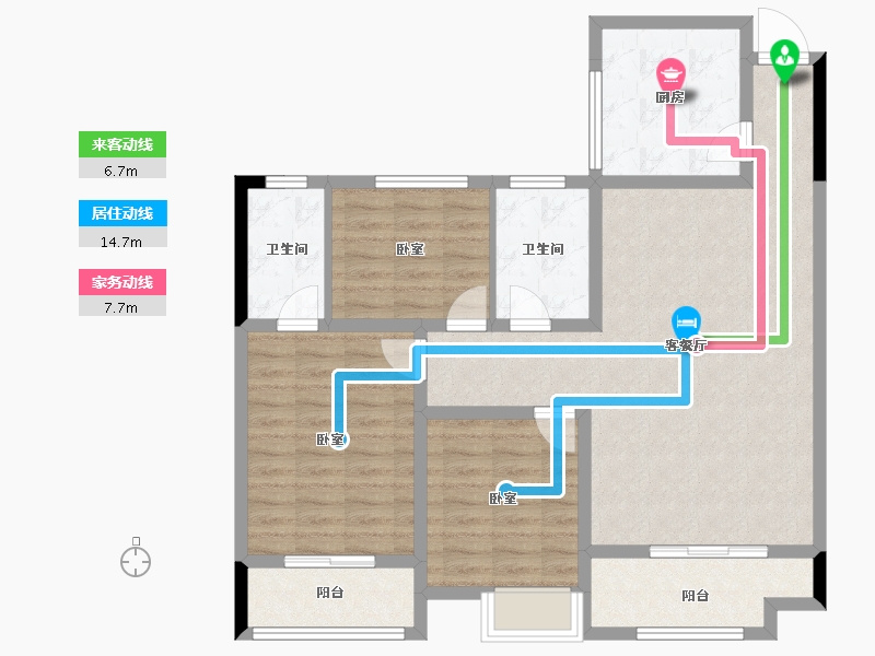 湖北省-孝感市-加泰北美明珠-96.72-户型库-动静线