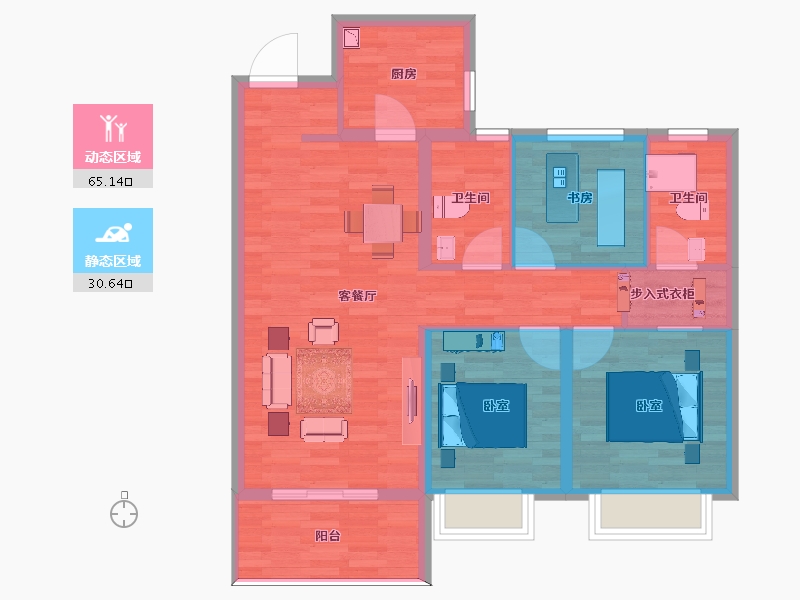 安徽省-安庆市-金大地天元府-86.00-户型库-动静分区