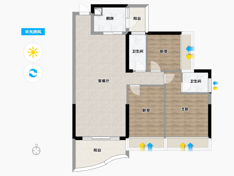 广东省-惠州市-丽江东岸-90.53-户型库-采光通风