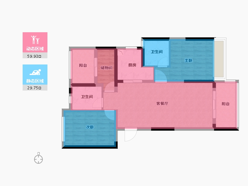 湖南省-长沙市-华远碧桂园海蓝城-79.25-户型库-动静分区