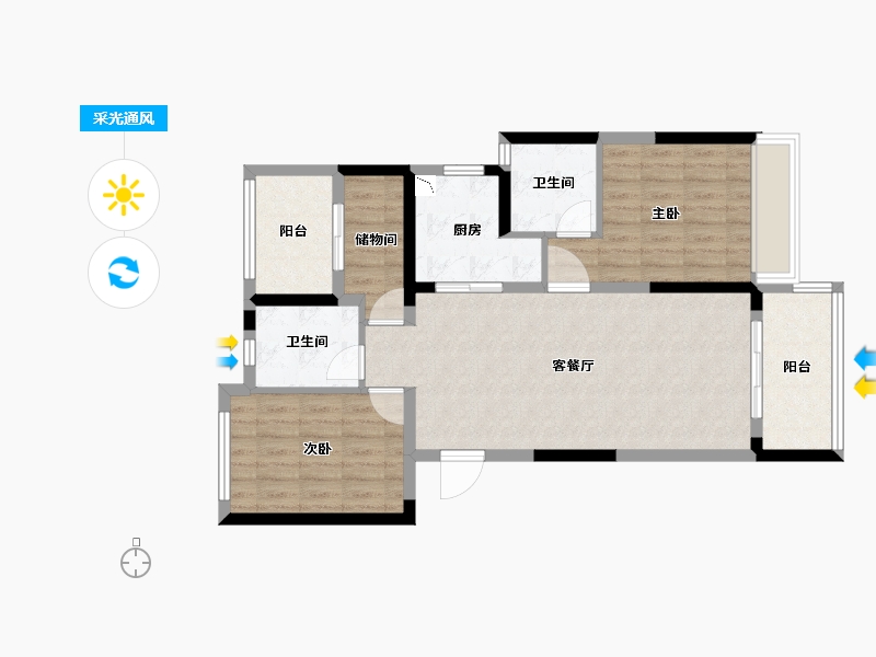 湖南省-长沙市-华远碧桂园海蓝城-79.25-户型库-采光通风