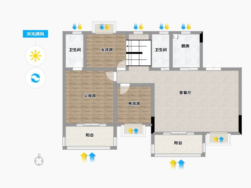 广西壮族自治区-贺州市-碧桂园·滨江一号-108.16-户型库-采光通风