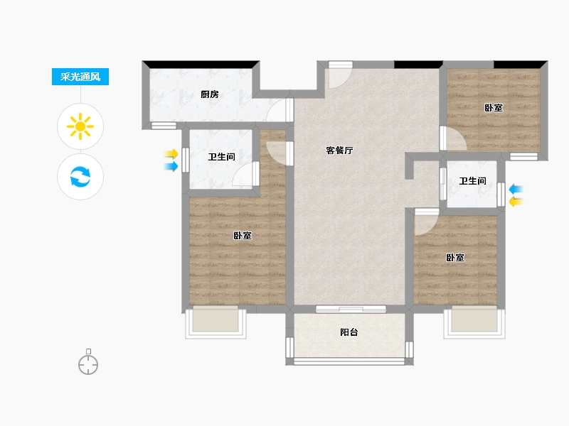 湖北省-孝感市-加泰北美明珠-82.51-户型库-采光通风