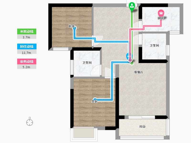 湖北省-武汉市-百步亭长青壹号-64.49-户型库-动静线