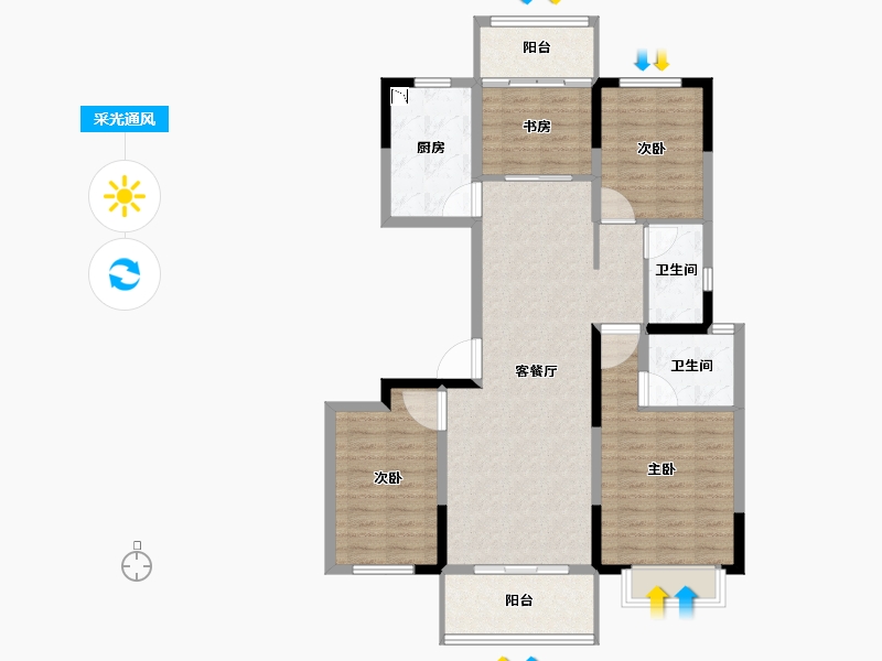 湖南省-长沙市-美的院子-100.78-户型库-采光通风