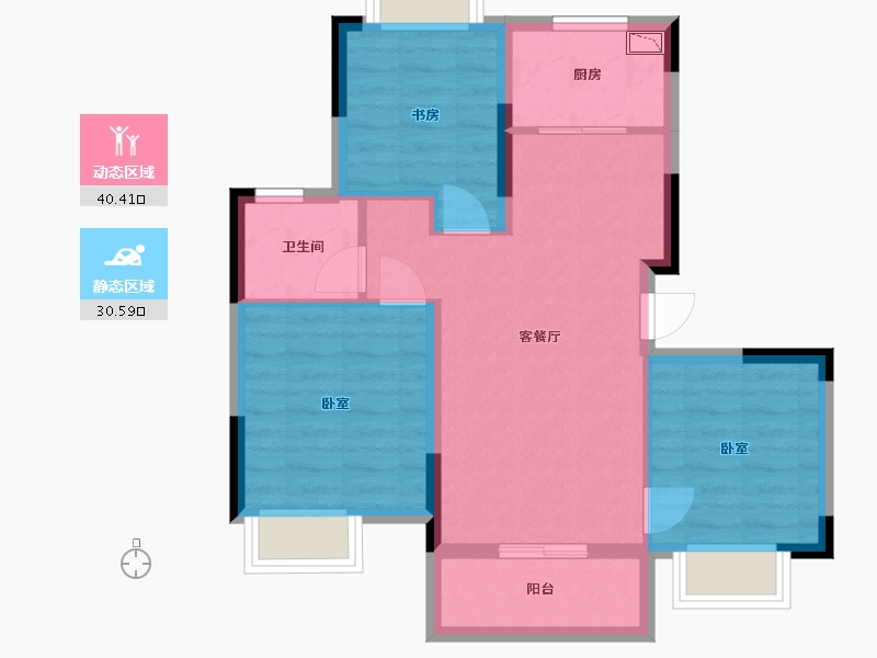 湖北省-武汉市-华润置地公园里-62.91-户型库-动静分区