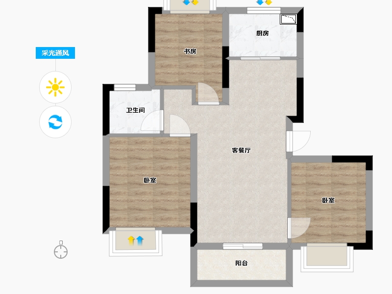 湖北省-武汉市-华润置地公园里-62.91-户型库-采光通风