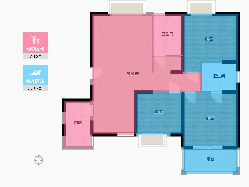 湖北省-武汉市-百步亭长青壹号-93.26-户型库-动静分区