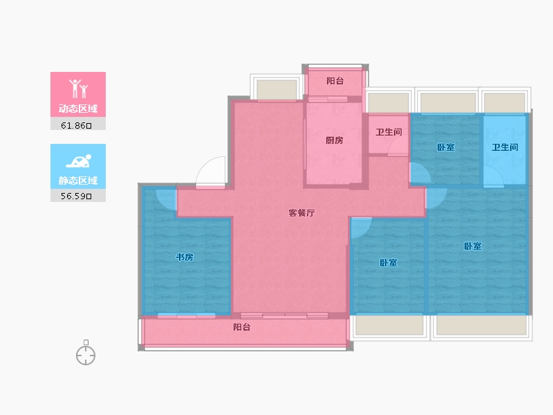 广东省-江门市-美的·樾山府-107.71-户型库-动静分区