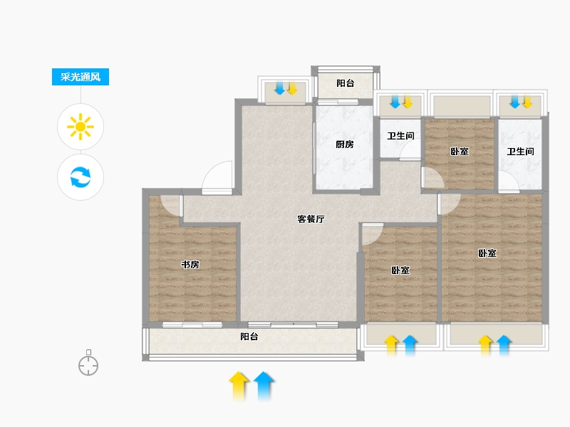 广东省-江门市-美的·樾山府-107.71-户型库-采光通风