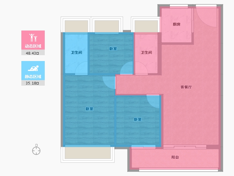 广东省-江门市-大悦城·新悦锦云-75.60-户型库-动静分区