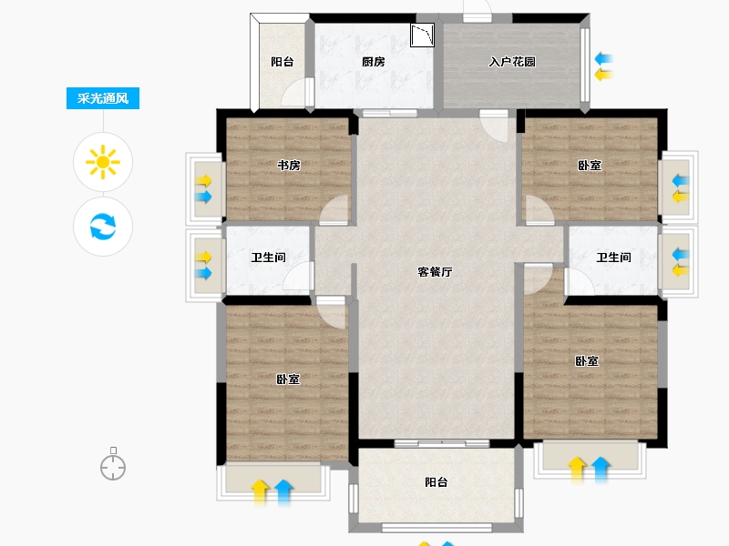 广东省-惠州市-隆生文岭西堤-129.30-户型库-采光通风