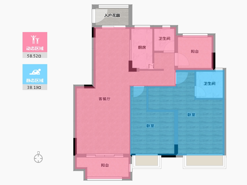 广东省-江门市-国瑞山湖海庄园-90.39-户型库-动静分区