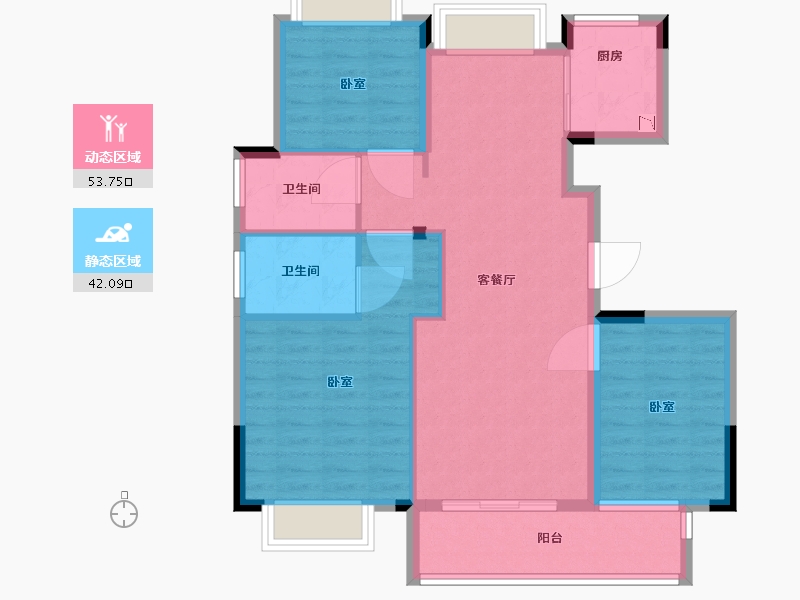 湖北省-武汉市-德信江南大院-86.30-户型库-动静分区