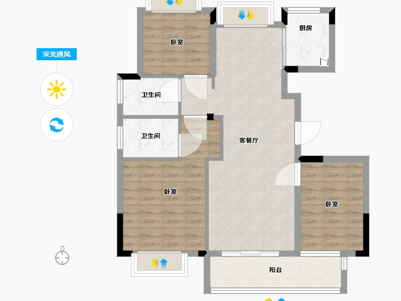 湖北省-武汉市-德信江南大院-86.30-户型库-采光通风