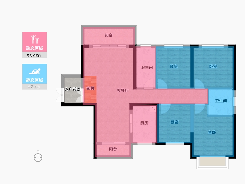 湖南省-长沙市-永宏万家里-96.94-户型库-动静分区