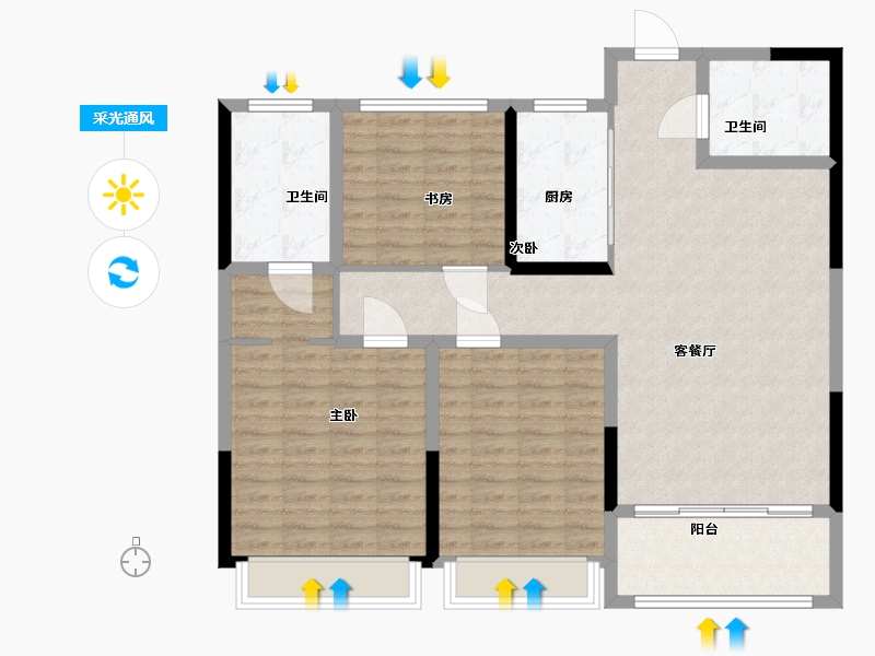 安徽省-蚌埠市-和顺沁园春-113.00-户型库-采光通风