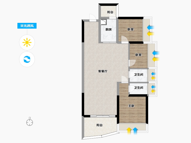 广东省-惠州市-丽江东岸-83.90-户型库-采光通风