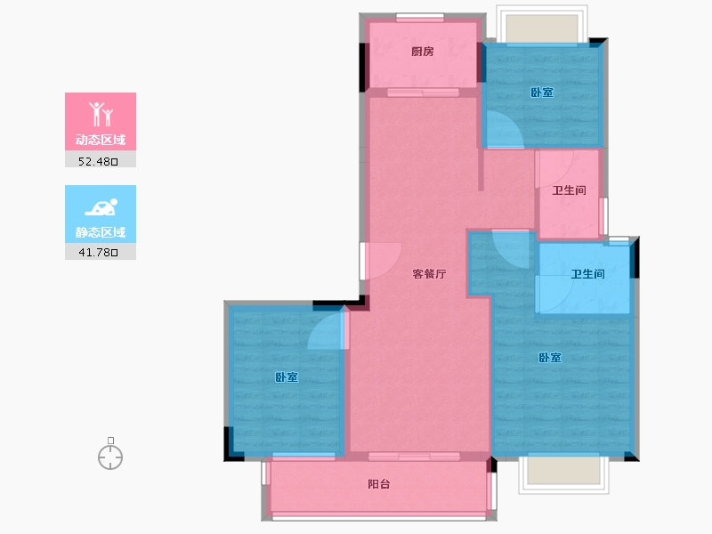 湖北省-武汉市-德信江南大院-84.79-户型库-动静分区