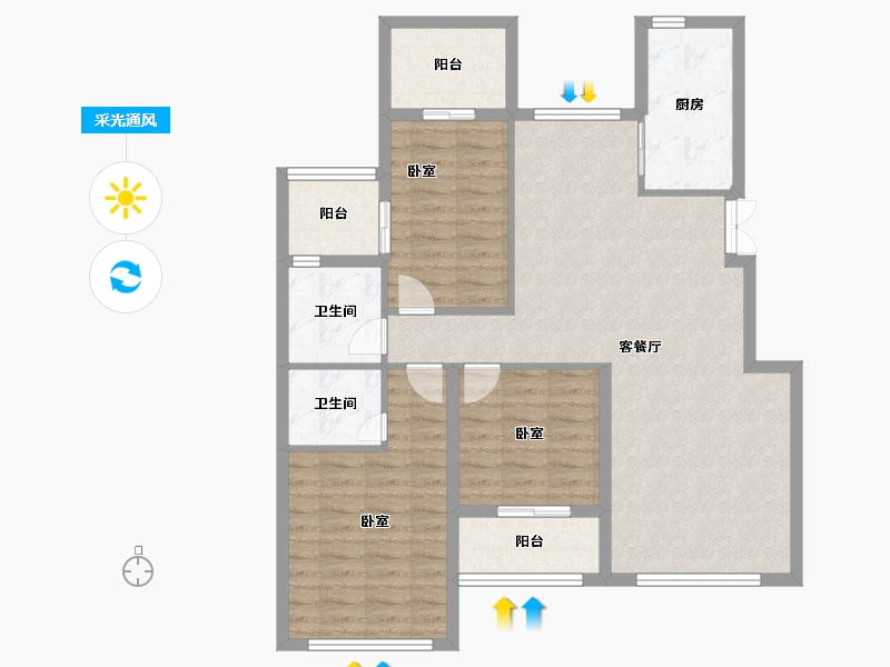 河南省-开封市-宝业龙湖御城-102.99-户型库-采光通风