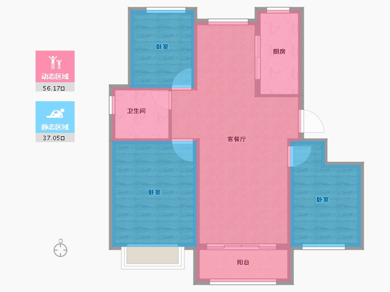 山东省-东营市-海通紫荆花园-83.62-户型库-动静分区