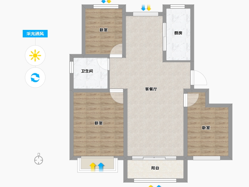 山东省-东营市-海通紫荆花园-83.62-户型库-采光通风