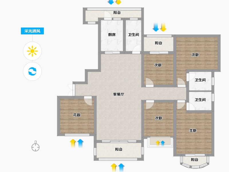 湖南省-湘潭市-东方名苑二期-147.68-户型库-采光通风