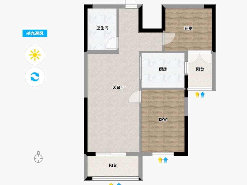 湖北省-武汉市-南国明珠四期-69.38-户型库-采光通风