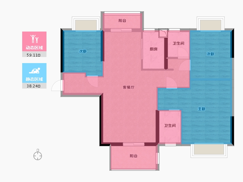 广东省-惠州市-海伦堡十里东江-87.50-户型库-动静分区