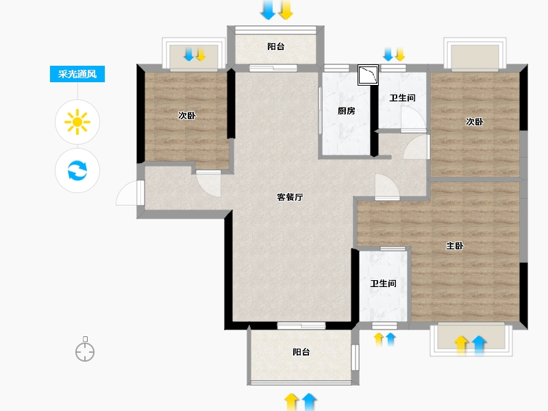 广东省-惠州市-海伦堡十里东江-87.50-户型库-采光通风