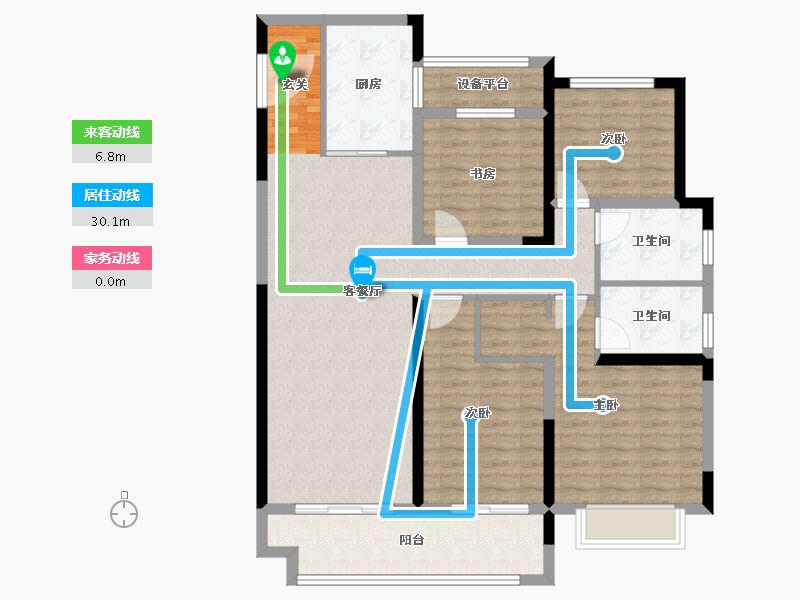 江苏省-常州市-新城牡丹公园世纪-111.00-户型库-动静线