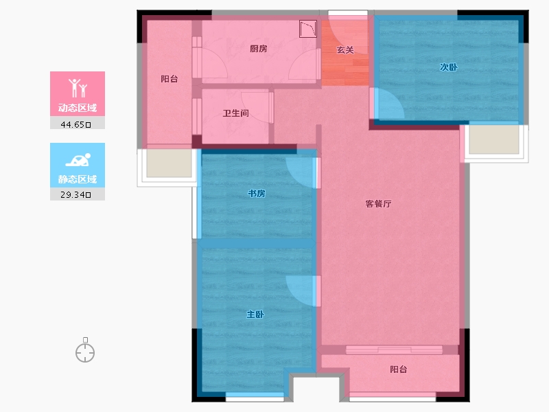 湖南省-长沙市-中海·熙湾-64.62-户型库-动静分区