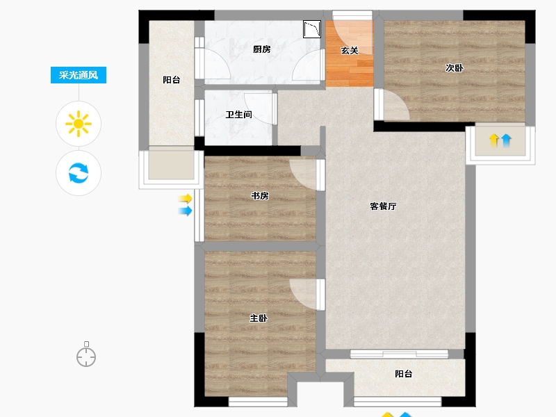 湖南省-长沙市-中海·熙湾-64.62-户型库-采光通风