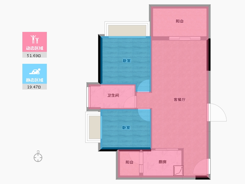 广东省-湛江市-兆兴碧瑞花园二期-64.20-户型库-动静分区