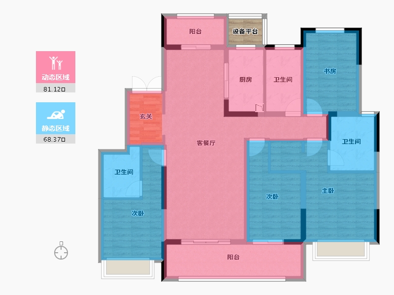 江苏省-常州市-新城牡丹公园世纪-135.81-户型库-动静分区