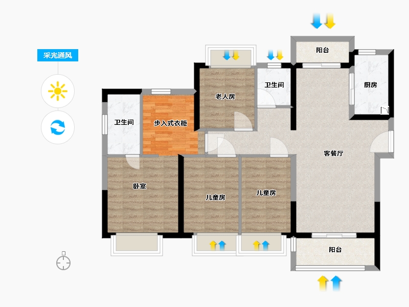 湖北省-武汉市-中南拂晓城-99.00-户型库-采光通风