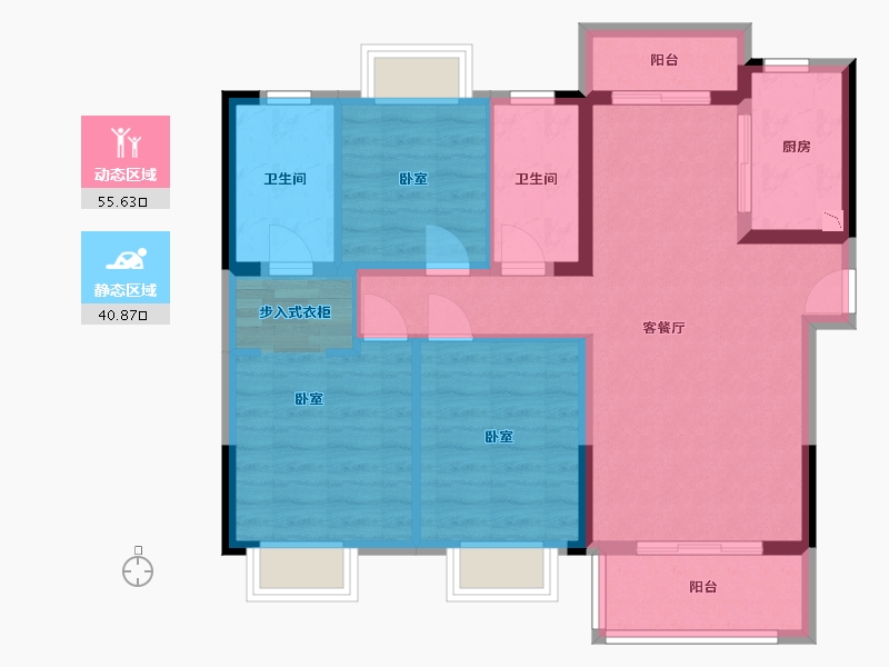 湖北省-武汉市-中南拂晓城-86.00-户型库-动静分区