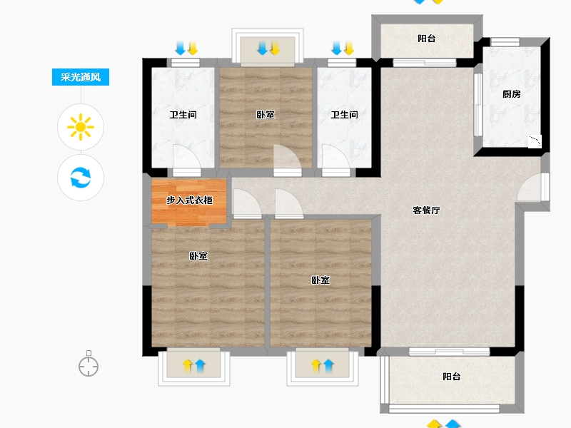 湖北省-武汉市-中南拂晓城-86.00-户型库-采光通风