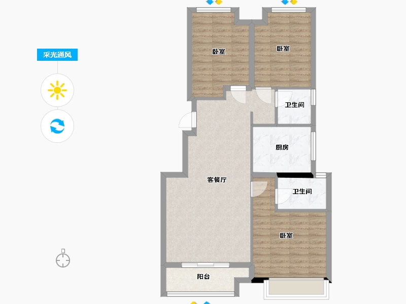 浙江省-杭州市-君望观澜二期-86.14-户型库-采光通风