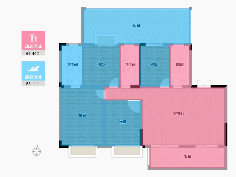 湖南省-长沙市-华远碧桂园海蓝城-139.33-户型库-动静分区