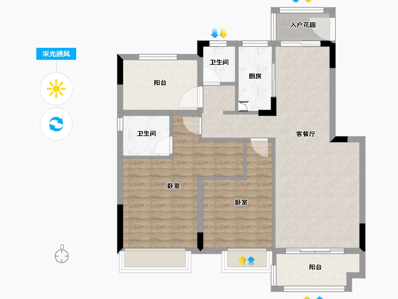 广东省-江门市-国瑞山湖海庄园-92.97-户型库-采光通风