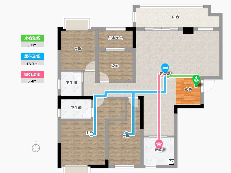 湖南省-长沙市-福晟钱隆公馆-118.44-户型库-动静线